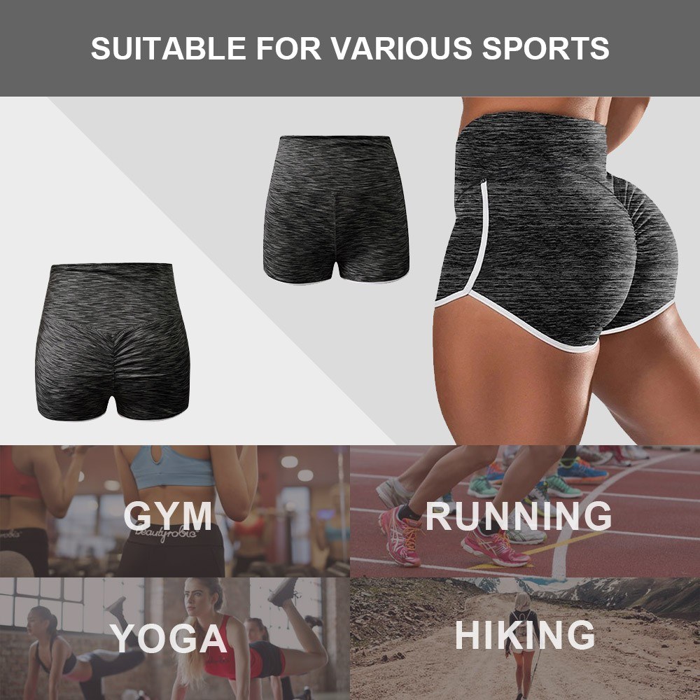 Women Yoga Shorts High Waist Bodycon Running Training Gym Fitness Workout Sports Pants Sportswear