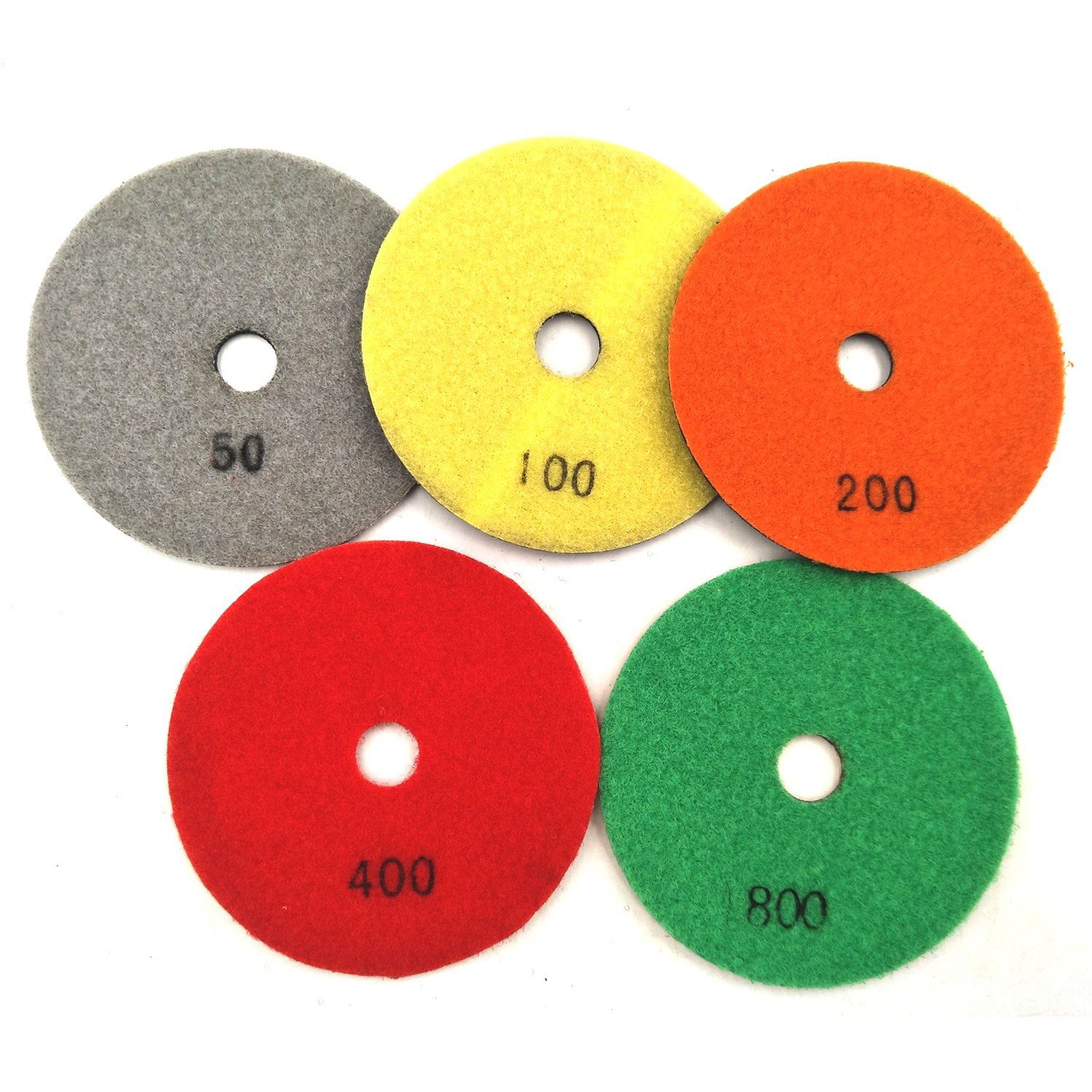 5 PCS Stone Concrete Marble Quartz Granite 4 Inch Diamond Wet Sanding Polishing Polisher Pads Kit Tools for Wet Grinder Polisher For Concrete Polish