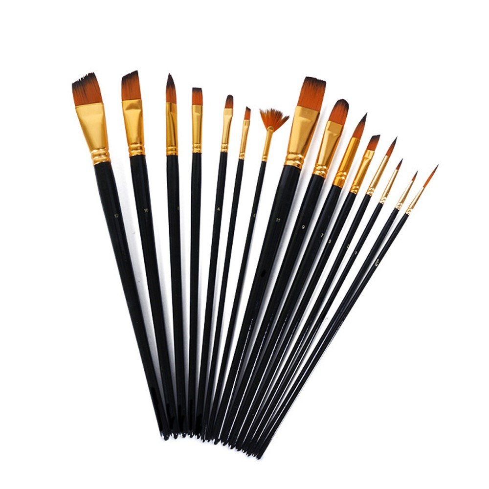 15pcs Paintbrush Set Nylon Hair Painting Brush Kit Watercolour Pen Paint Brushes Art Supplies