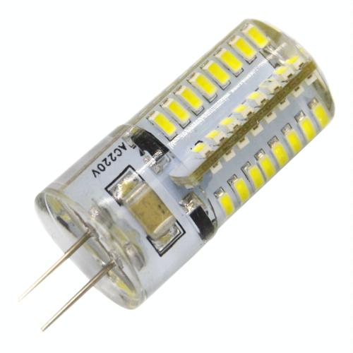 G4 4W 200LM Silicone Corn Light Bulb, 64 LED SMD 3014, White Light, AC 220V