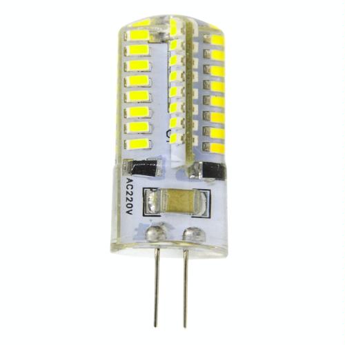 G4 4W 200LM Silicone Corn Light Bulb, 64 LED SMD 3014, White Light, AC 220V