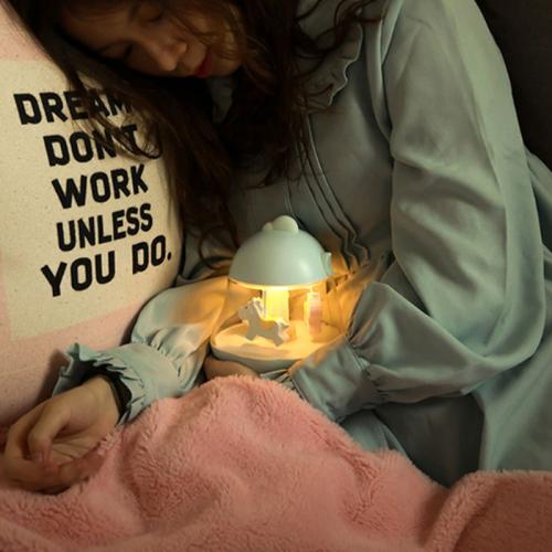 F10 Carousel Music Atmosphere Night Light Sleep Table Lamp(Blue)