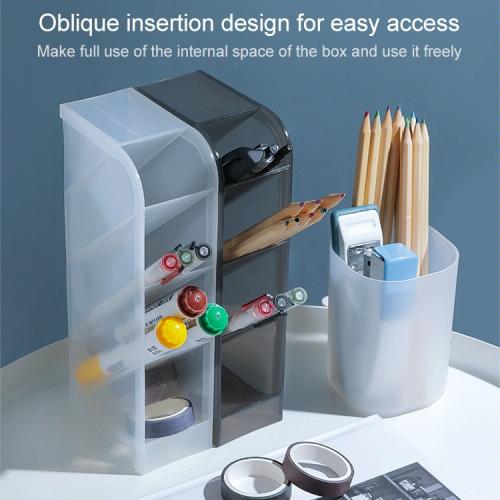 2 PCS Multi-function 4 Grid Desktop Pen Holder Office School Storage ...