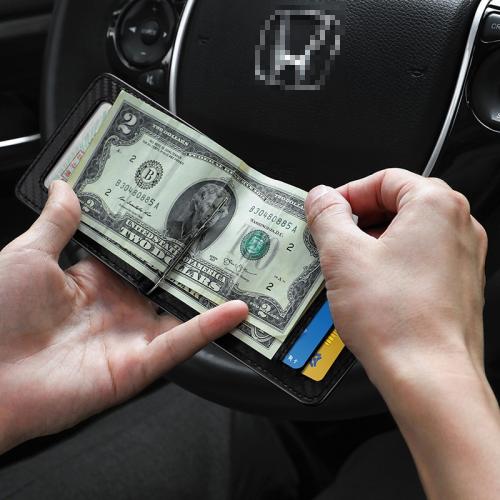 New-Bring Anti-Theft RFID Card Holder Men Ultra-Thin Card Holder Multi-Card Position ID Leather Case(Carbon Fiber)