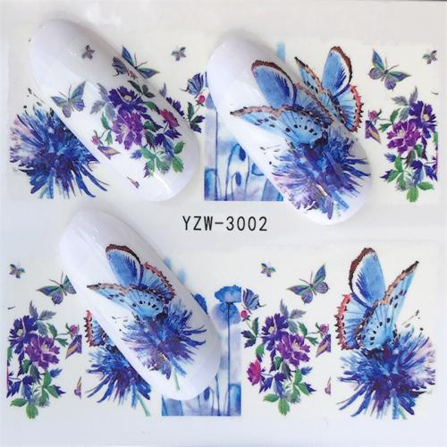 10 PCS Summer Colorful Nail Sticker Water Transfer Nail Decorations(YZW ...