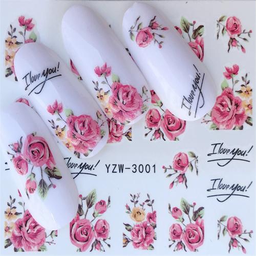 10 PCS Summer Colorful Nail Sticker Water Transfer Nail Decorations(YZW ...