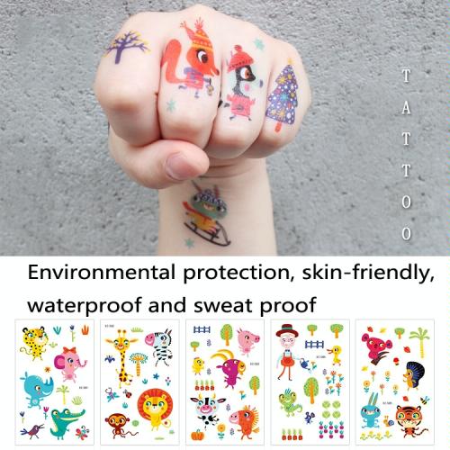 Sweat Cartoon Sticker 20 PCS Waterproof Anti-Sweat Children Cute Cartoon Animal Tattoo ...