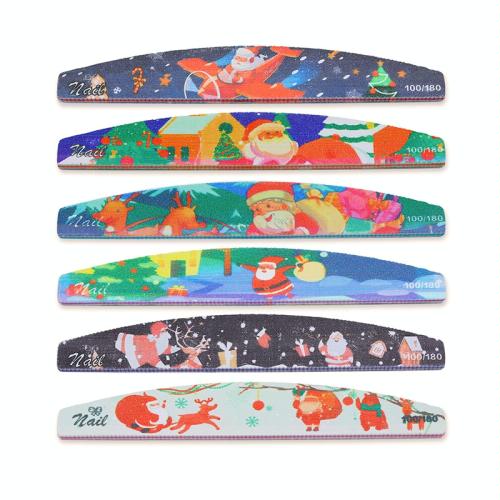 GJ0507 6 In 1 Nail Art Tools Polish Nails Scrub Strips(Christmas)