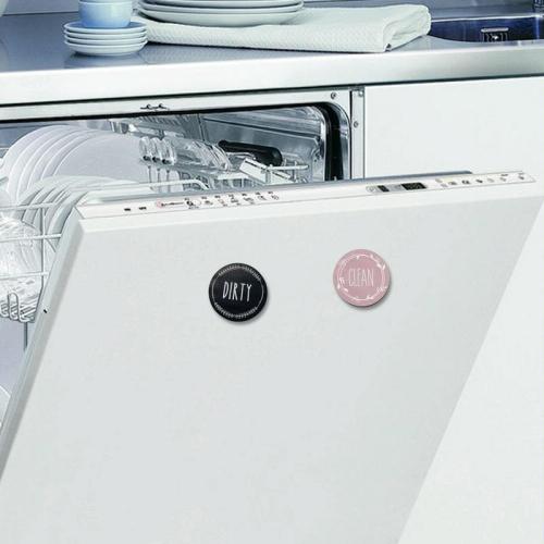 Dishwasher Round Magnet Clean Dirty Sign Double-Sided Dishwasher Magnet Cover(Black White)